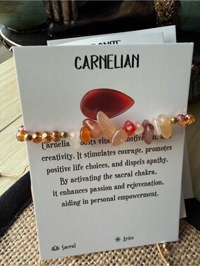Carnelian Beaded Bracelet - Warm Orange Tone